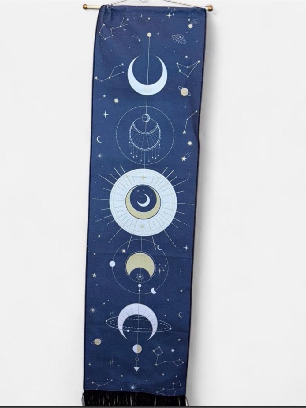 Celestial Moon Phase Wall Hanging - Navy Blue